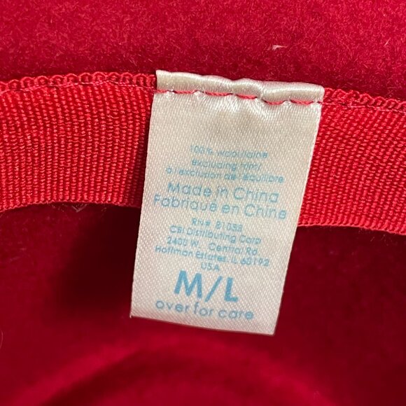 Pork Pie Hat Wool Felt Red Black Trim Medium Large Short Brim Women - Picture 8 of 13